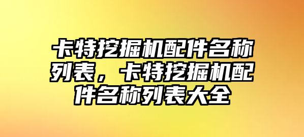 卡特挖掘機(jī)配件名稱列表，卡特挖掘機(jī)配件名稱列表大全