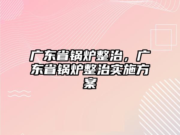 廣東省鍋爐整治，廣東省鍋爐整治實施方案