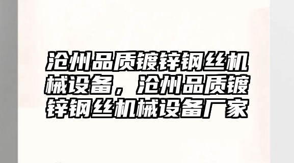 滄州品質鍍鋅鋼絲機械設備，滄州品質鍍鋅鋼絲機械設備廠家