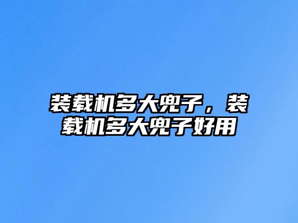 裝載機多大兜子，裝載機多大兜子好用