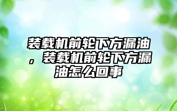 裝載機(jī)前輪下方漏油，裝載機(jī)前輪下方漏油怎么回事