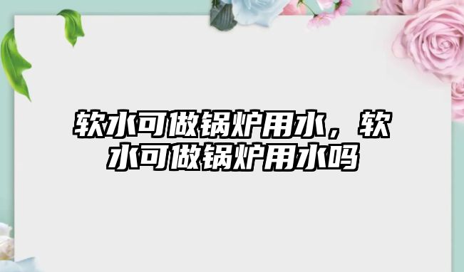 軟水可做鍋爐用水，軟水可做鍋爐用水嗎