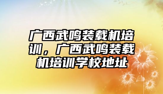 廣西武鳴裝載機培訓(xùn)，廣西武鳴裝載機培訓(xùn)學(xué)校地址