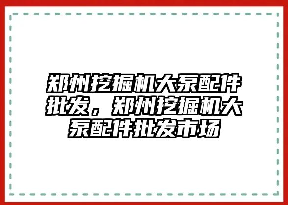 鄭州挖掘機大泵配件批發(fā)，鄭州挖掘機大泵配件批發(fā)市場