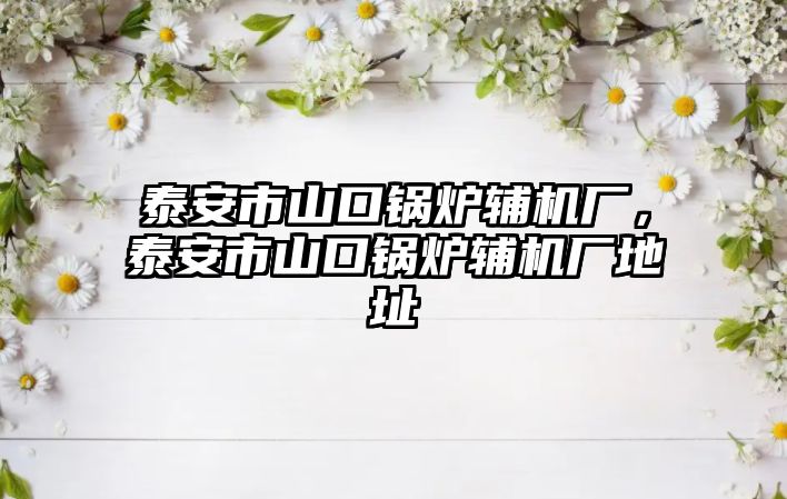 泰安市山口鍋爐輔機廠，泰安市山口鍋爐輔機廠地址