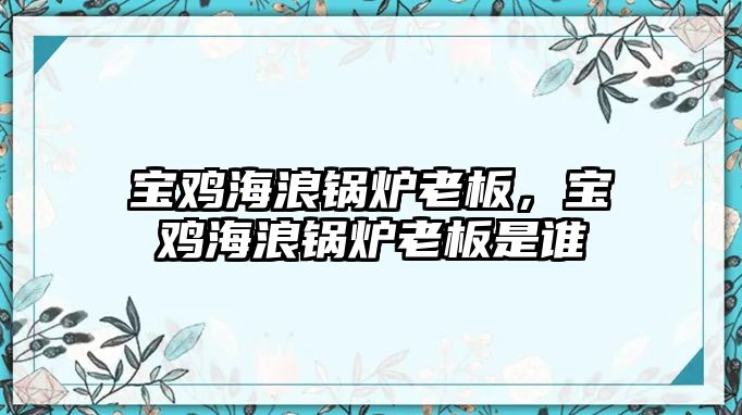 寶雞海浪鍋爐老板，寶雞海浪鍋爐老板是誰