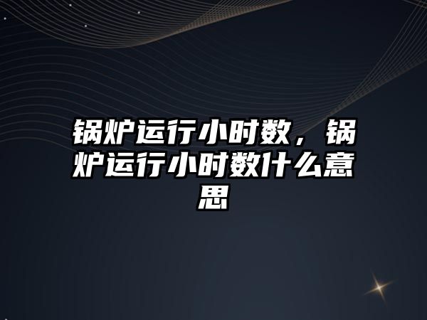 鍋爐運行小時數，鍋爐運行小時數什么意思