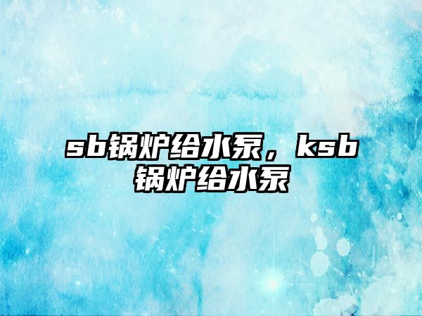 sb鍋爐給水泵，ksb鍋爐給水泵