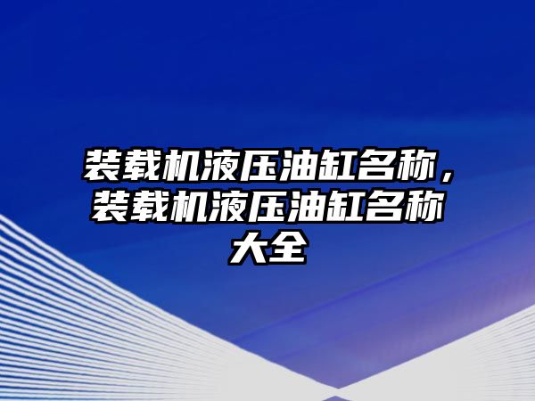 裝載機(jī)液壓油缸名稱，裝載機(jī)液壓油缸名稱大全