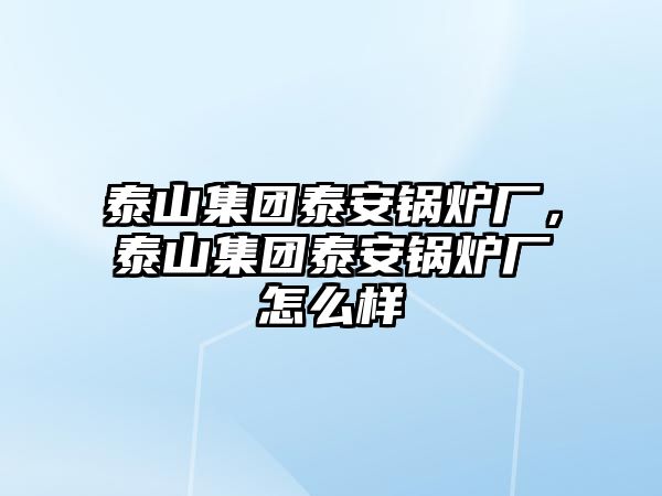 泰山集團泰安鍋爐廠，泰山集團泰安鍋爐廠怎么樣