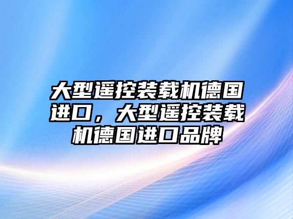 大型遙控裝載機德國進口，大型遙控裝載機德國進口品牌