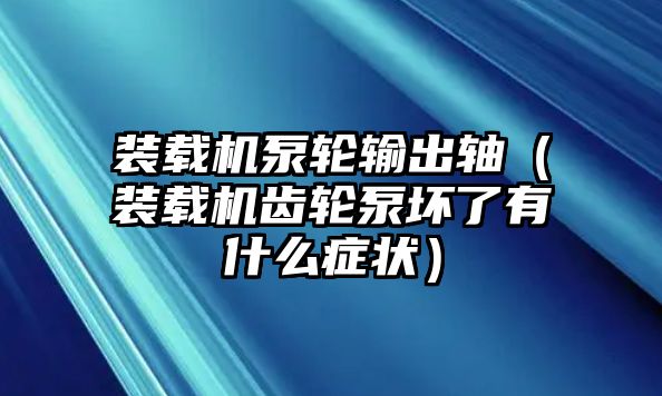 裝載機泵輪輸出軸（裝載機齒輪泵壞了有什么癥狀）