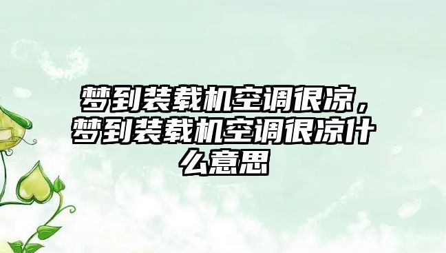 夢到裝載機空調很涼，夢到裝載機空調很涼什么意思