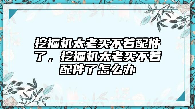 挖掘機太老買不著配件了，挖掘機太老買不著配件了怎么辦