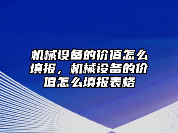 機械設(shè)備的價值怎么填報，機械設(shè)備的價值怎么填報表格