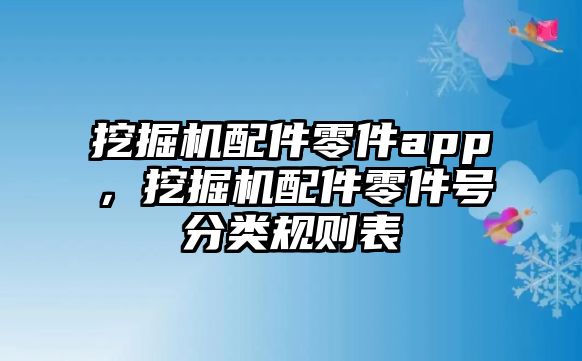 挖掘機(jī)配件零件app，挖掘機(jī)配件零件號(hào)分類規(guī)則表