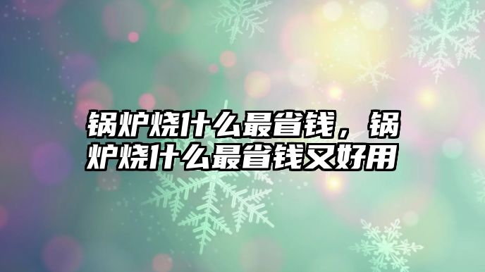 鍋爐燒什么最省錢，鍋爐燒什么最省錢又好用