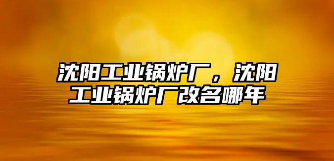 沈陽工業(yè)鍋爐廠，沈陽工業(yè)鍋爐廠改名哪年