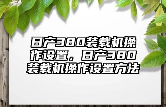 日產(chǎn)380裝載機(jī)操作設(shè)置，日產(chǎn)380裝載機(jī)操作設(shè)置方法