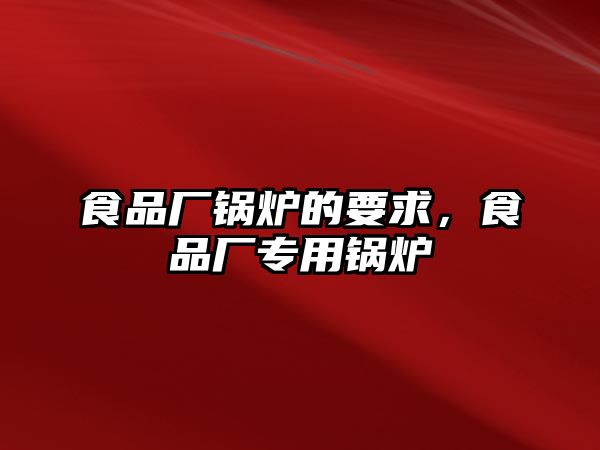 食品廠鍋爐的要求，食品廠專用鍋爐