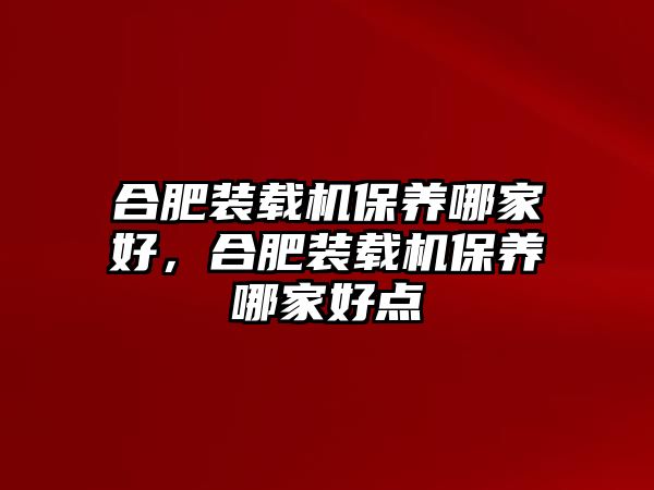 合肥裝載機(jī)保養(yǎng)哪家好，合肥裝載機(jī)保養(yǎng)哪家好點(diǎn)