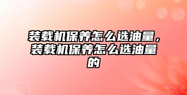 裝載機保養(yǎng)怎么選油量，裝載機保養(yǎng)怎么選油量的