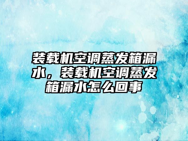 裝載機(jī)空調(diào)蒸發(fā)箱漏水，裝載機(jī)空調(diào)蒸發(fā)箱漏水怎么回事