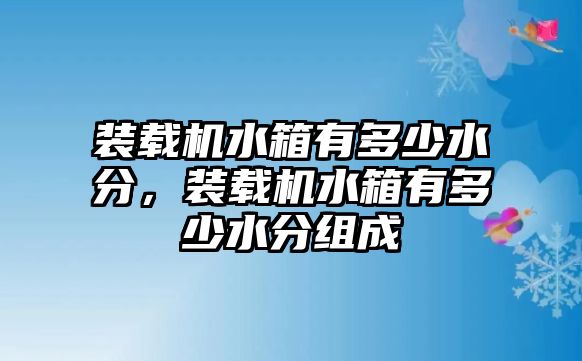 裝載機水箱有多少水分，裝載機水箱有多少水分組成