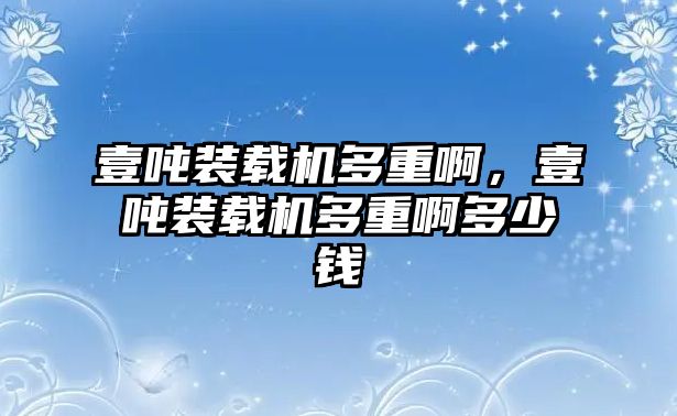 壹噸裝載機多重啊，壹噸裝載機多重啊多少錢