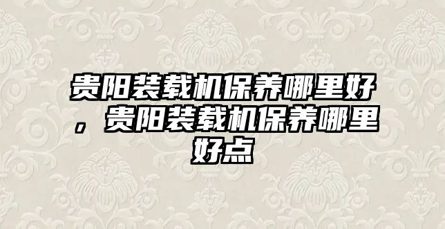 貴陽裝載機(jī)保養(yǎng)哪里好，貴陽裝載機(jī)保養(yǎng)哪里好點(diǎn)