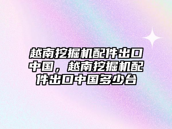 越南挖掘機(jī)配件出口中國，越南挖掘機(jī)配件出口中國多少臺