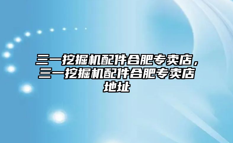 三一挖掘機(jī)配件合肥專賣店，三一挖掘機(jī)配件合肥專賣店地址