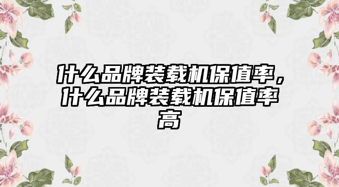 什么品牌裝載機(jī)保值率，什么品牌裝載機(jī)保值率高