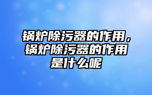 鍋爐除污器的作用，鍋爐除污器的作用是什么呢