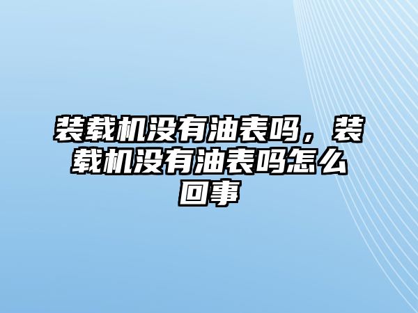 裝載機(jī)沒(méi)有油表嗎，裝載機(jī)沒(méi)有油表嗎怎么回事