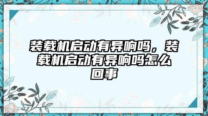 裝載機(jī)啟動有異響嗎，裝載機(jī)啟動有異響嗎怎么回事