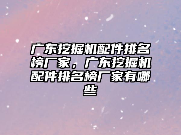 廣東挖掘機(jī)配件排名榜廠家，廣東挖掘機(jī)配件排名榜廠家有哪些