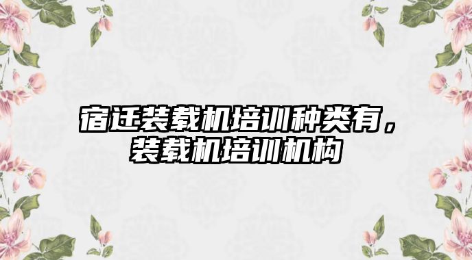 宿遷裝載機培訓種類有，裝載機培訓機構(gòu)