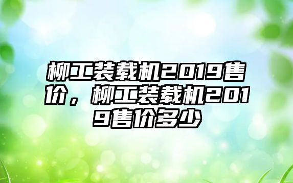 柳工裝載機(jī)2019售價，柳工裝載機(jī)2019售價多少