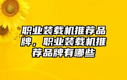 職業(yè)裝載機(jī)推薦品牌，職業(yè)裝載機(jī)推薦品牌有哪些