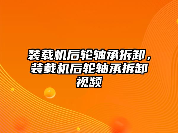 裝載機后輪軸承拆卸，裝載機后輪軸承拆卸視頻