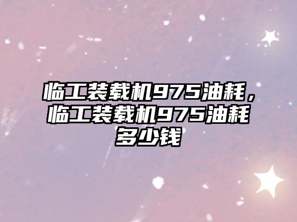 臨工裝載機(jī)975油耗，臨工裝載機(jī)975油耗多少錢