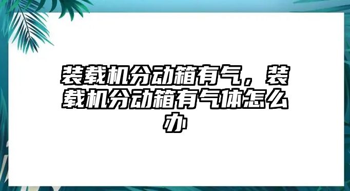 裝載機(jī)分動箱有氣，裝載機(jī)分動箱有氣體怎么辦