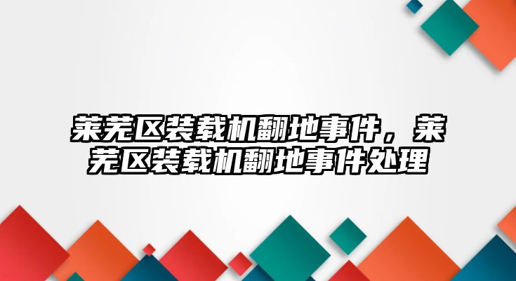 萊蕪區(qū)裝載機翻地事件，萊蕪區(qū)裝載機翻地事件處理