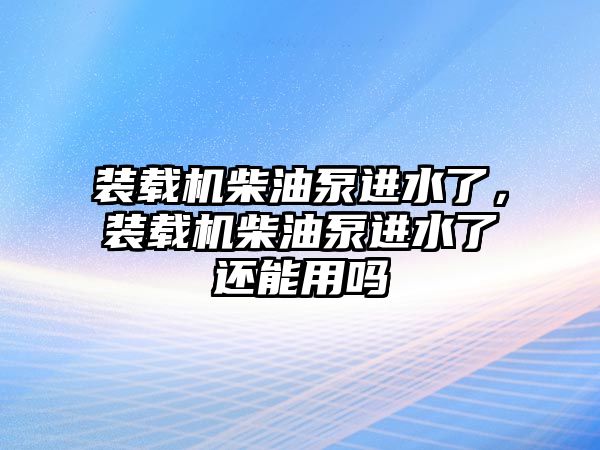 裝載機柴油泵進水了，裝載機柴油泵進水了還能用嗎