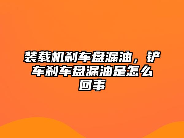 裝載機剎車盤漏油，鏟車剎車盤漏油是怎么回事