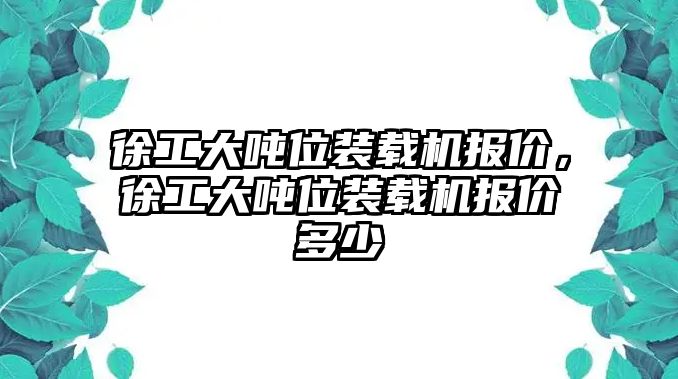 徐工大噸位裝載機報價，徐工大噸位裝載機報價多少