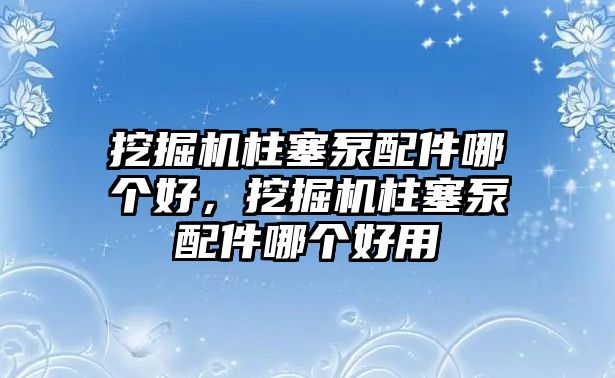 挖掘機柱塞泵配件哪個好，挖掘機柱塞泵配件哪個好用