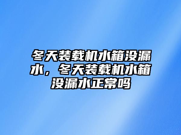 冬天裝載機水箱沒漏水，冬天裝載機水箱沒漏水正常嗎