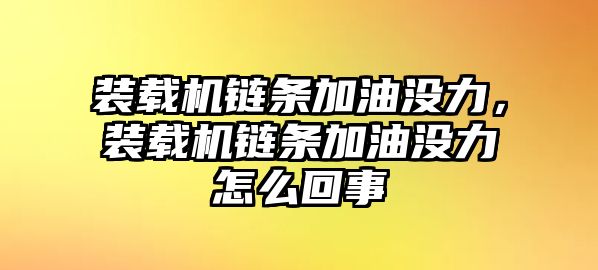 裝載機鏈條加油沒力，裝載機鏈條加油沒力怎么回事